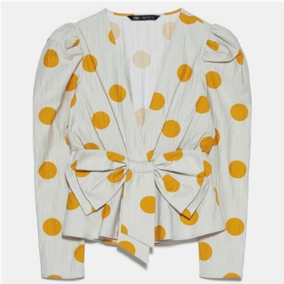 Zara Polka Dot Bow Shirt Blogger’s Fav Size XS NEW WITH TAG! - Picture 8 of 14